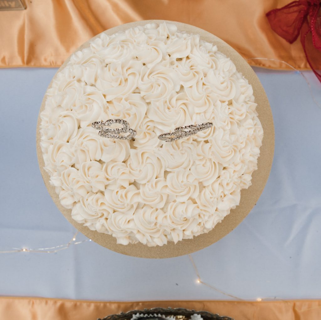 wedding cake at a reception